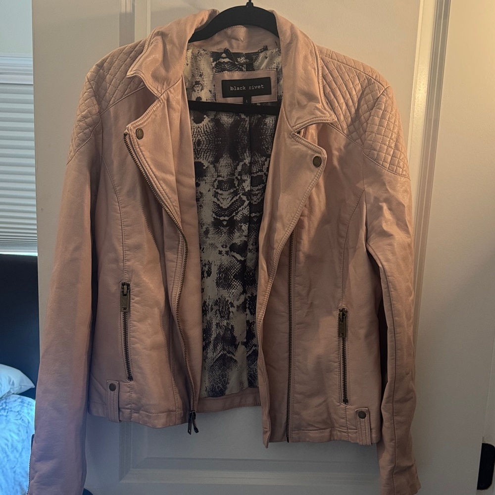 Black Rivet Women's Blush Leather Jacket